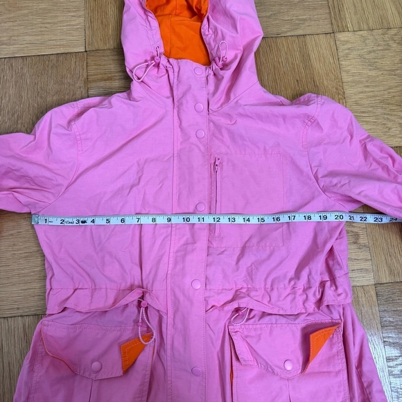 J Crew Perfect Lightweight Jacket Small Pink Orange Zip Hooded with Pockets - Picture 5 of 10